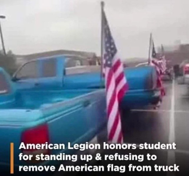 Student’s Bold Stand: Honored by American Legion for Refusing to Remove American Flag from Truck!