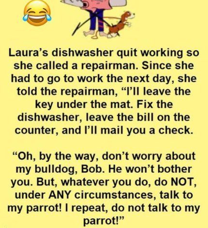 Laura’s dishwasher quit working so she called a repairman