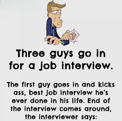 Three guys go in for a job interview