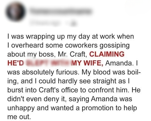 Man Bursts into His Boss’s Office after Learning He Spreads Rumors about His Wife