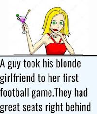 A guy took his blonde girlfriend to her first football game