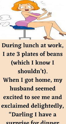 During lunch at work, I ate 3 plates of beans