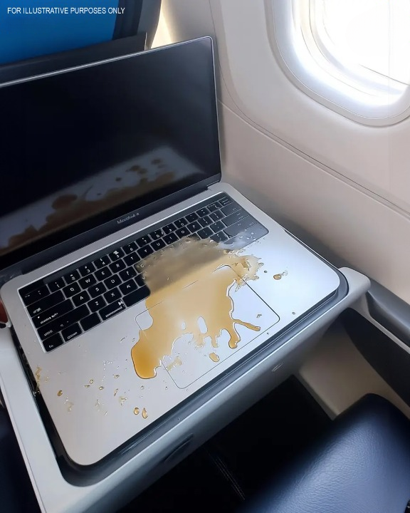 Entitled Passenger Spilled His Drink on My Laptop, Completely Ruining It – Karma Caught Up With Him as Soon as We Landed