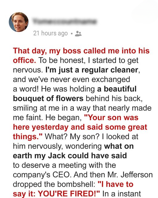 Little Son Goes to Widowed Mom’s Boss to Ask for a Day Off, Next Day Boss Meets Her with Bouquet – Story of the Day