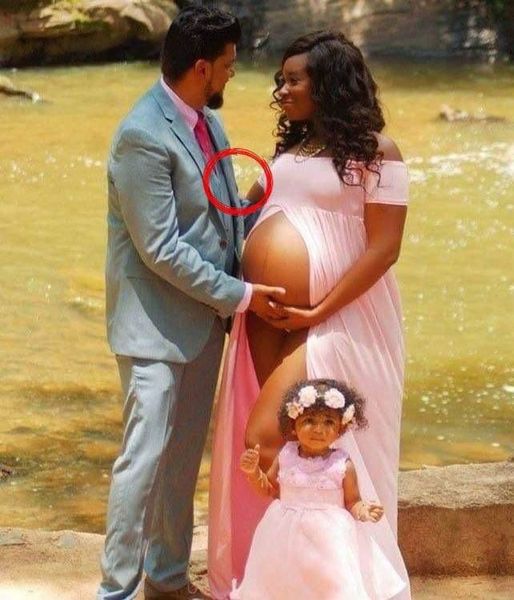 A woman poses for pregnancy photos unaware of what will come next