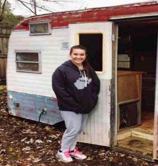 A teenage girl paid barely $200 for an old caravan.