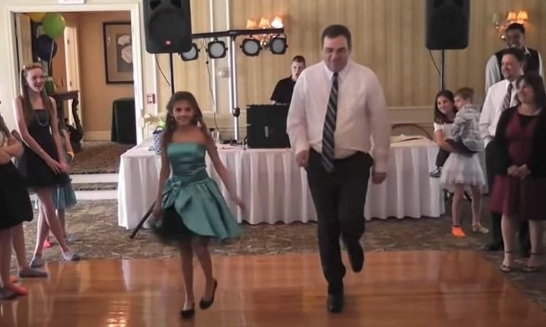 Heartwarming Moment: Girl Invites Awkward Dad To Dance, Then He Steals The Show