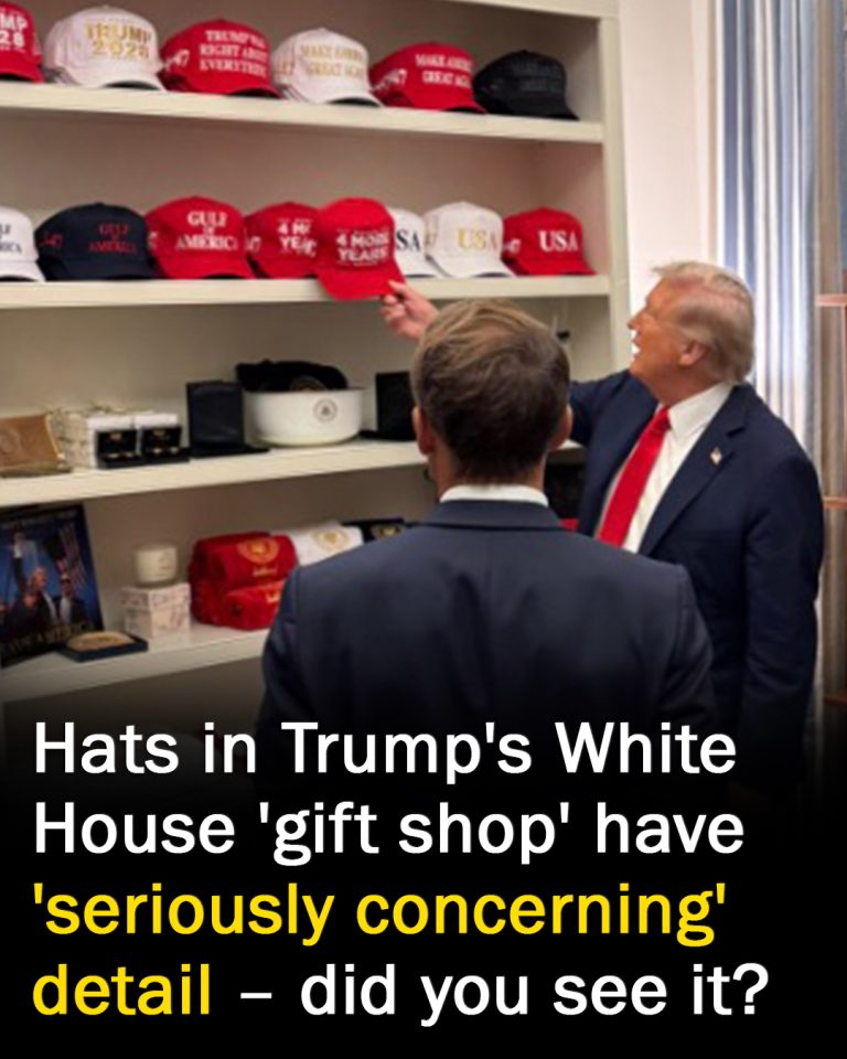 A detail on hats in Trump’s White House “merch room” raises serious concern