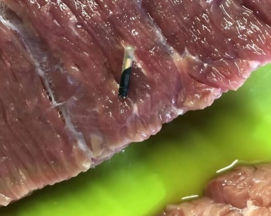 I purchased some meat from the store and found something unusual inside