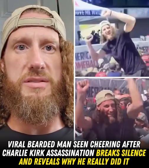 Viral bearded man seen cheering after Charlie Kirk shooting breaks silence and reveals the reason he did it