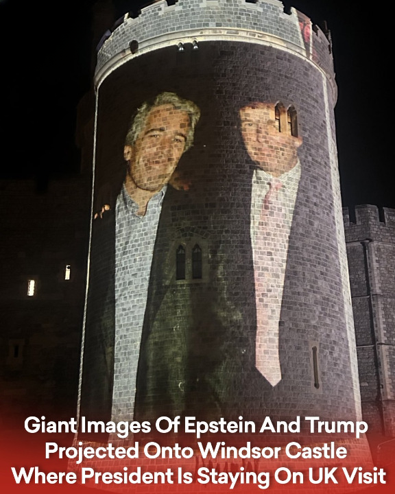 Giant Images Of Epstein And Trump Projected Onto Windsor Castle Where President Is Staying On UK Visit