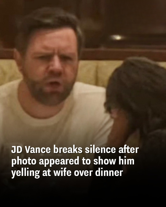 JD Vance breaks silence after photo appeared to show him yelling at wife over dinner