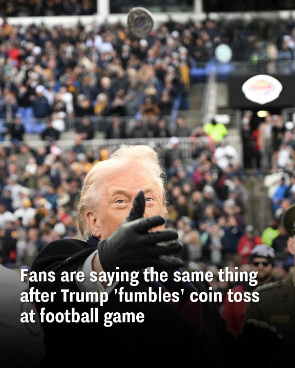 Fans are saying the same thing after Trump ‘fumbles’ coin toss at football game