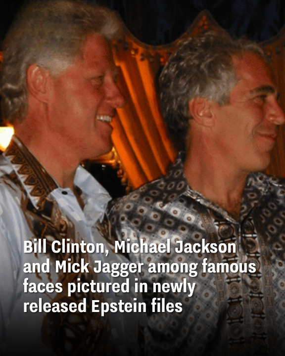 Bill Clinton, Michael Jackson and Mick Jagger among famous faces pictured in newly released Epstein files