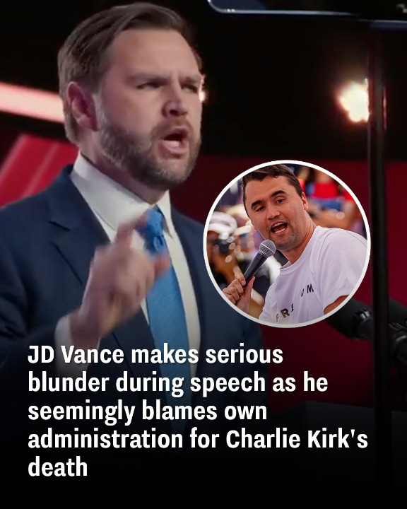 JD Vance makes serious blunder during speech as he seemingly blames own administration for Charlie Kirk’s death